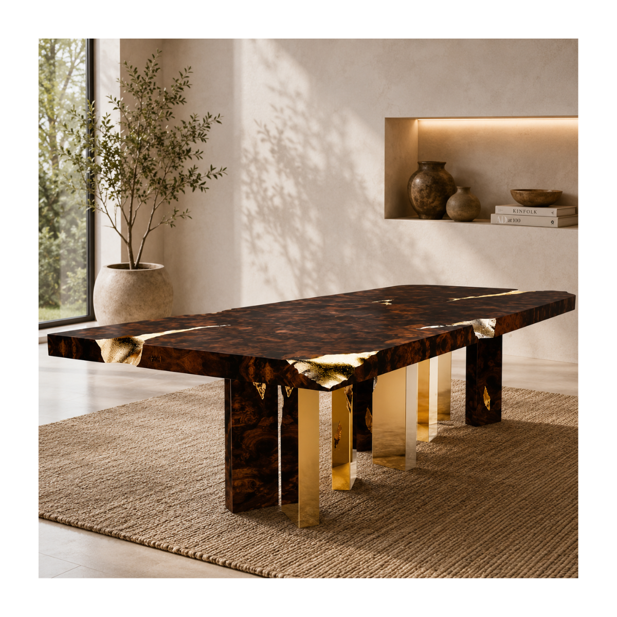 Burl River Gold Dining Table